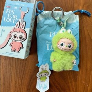 Labubu Green Plush pendant Keychain POP MART